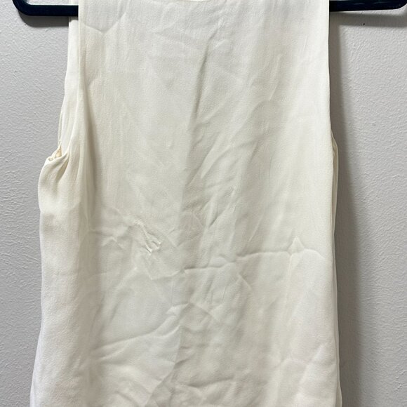 JOIE Cream 100% Silk Womens M Blouse Sleeveless Lightweight Front Split - Picture 5 of 6